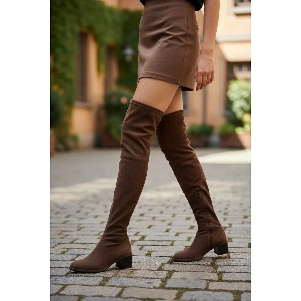 Dear Frances Stretch Suede‎ OTK Boot Brown EU 36 | Italian Made | Vero Cuoio